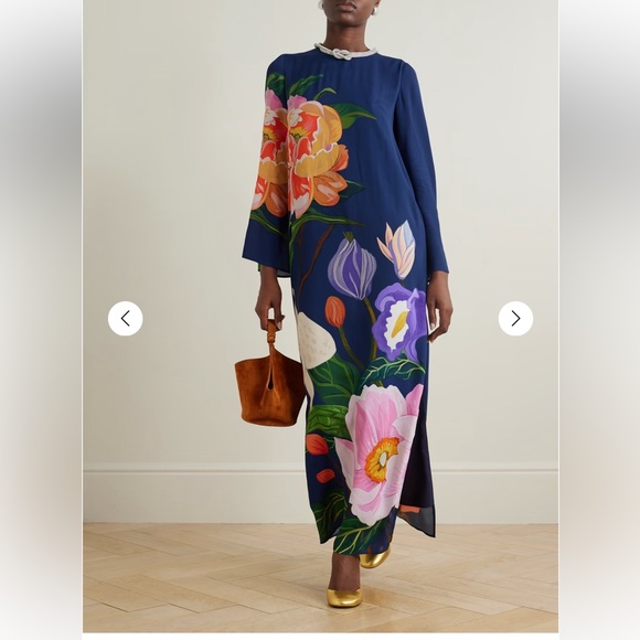 BORGO DE NOR Capucine Embellished Floral-Print Crepe de Chine Maxi Dress - Picture 2 of 16